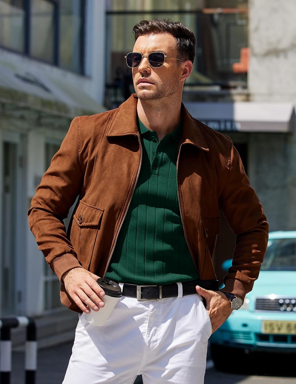 image:imageCOOFANDY Mens Knit Polo Shirts Long Sleeve Casual Dress Pullover Sweater 3 Button Polo Sweater Old Money Lightweight Cozy Daily and Social Outings Slim Fit S4XLDark Green