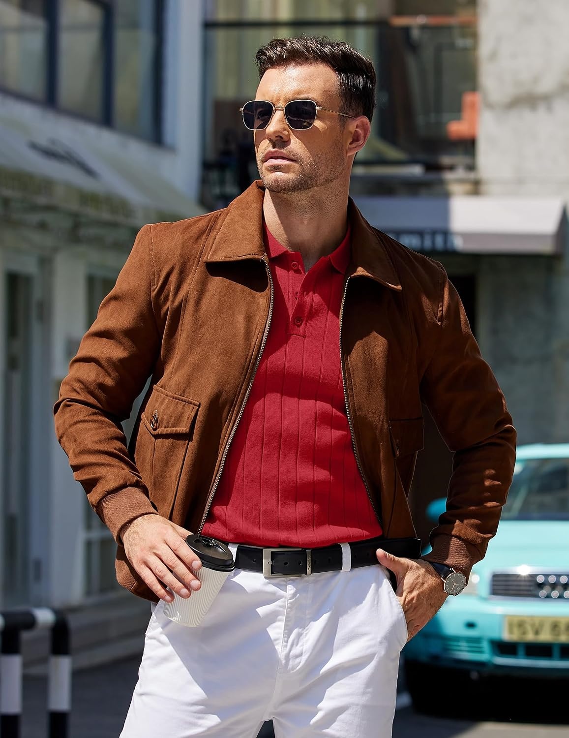 image:imageCOOFANDY Mens Knit Polo Shirts Long Sleeve Casual Dress Pullover Sweater 3 Button Polo Sweater Old Money Lightweight Cozy Daily and Social Outings Slim Fit S4XLRed
