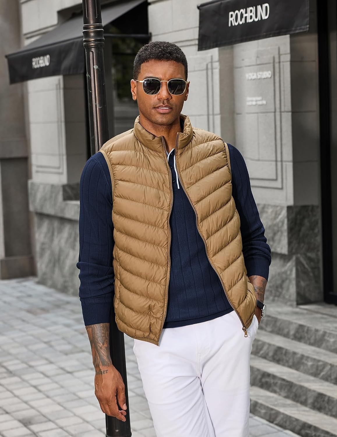image:imageCOOFANDY Mens Knit Polo Shirts Long Sleeve Casual Dress Pullover Sweater 3 Button Polo Sweater Old Money Lightweight Cozy Daily and Social Outings Slim Fit S4XLNavy White