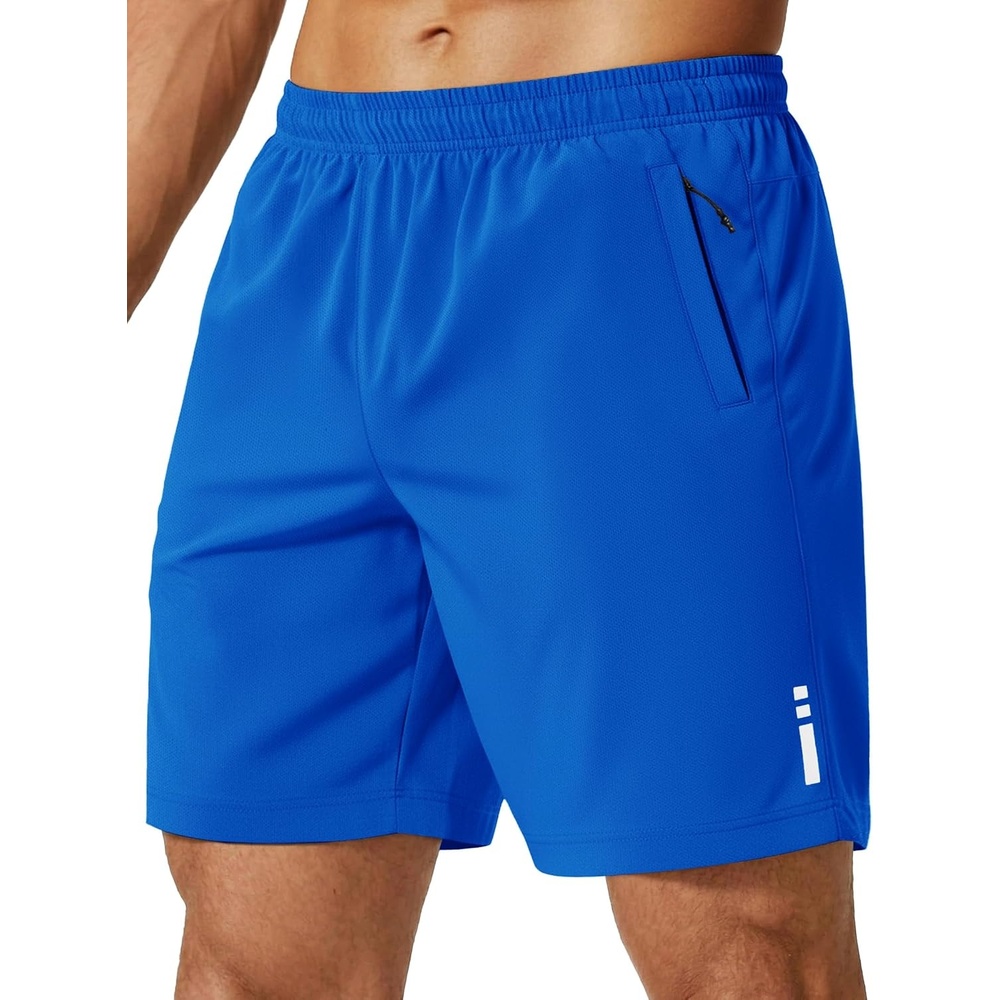 image:imageCOOFANDY Mens Athletic Running Shorts 7 9 Quick Dry Cool Mesh Gym Shorts 2 Zippered Pockets Lightweight Breathability Elastic Waistband Basketball ReadyRoyal Blue