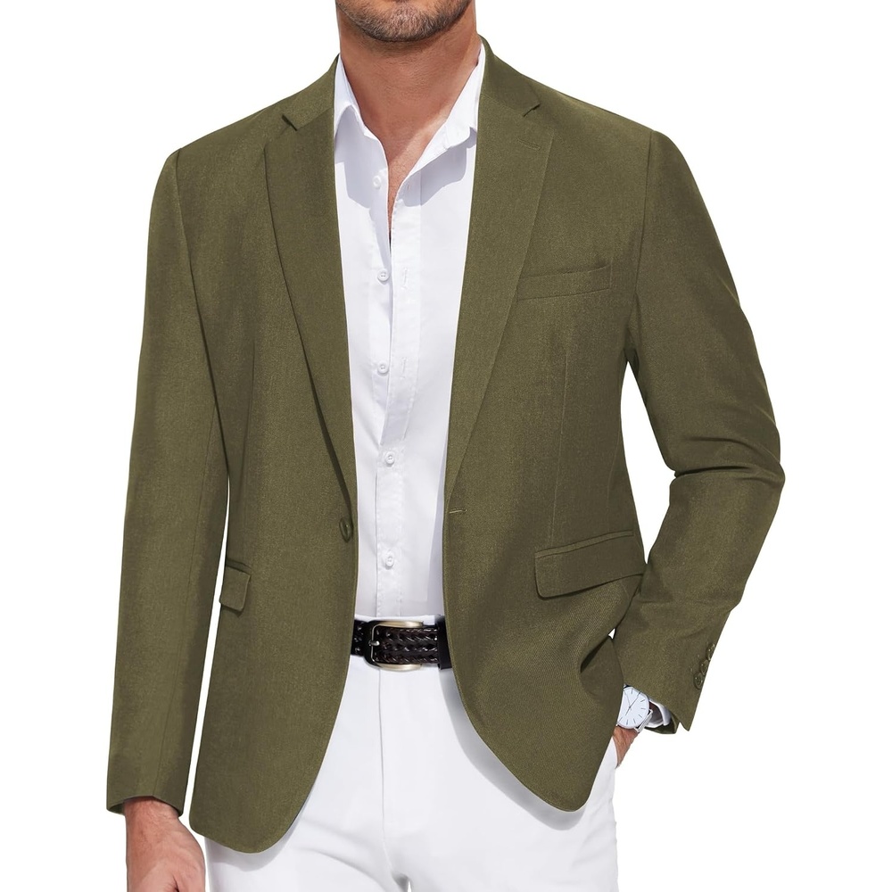 image:imageCOOFANDY Mens Casual Blazer One Button Sport Coat Slim Fit Lightweight Suit Blazer JacketArmy Green