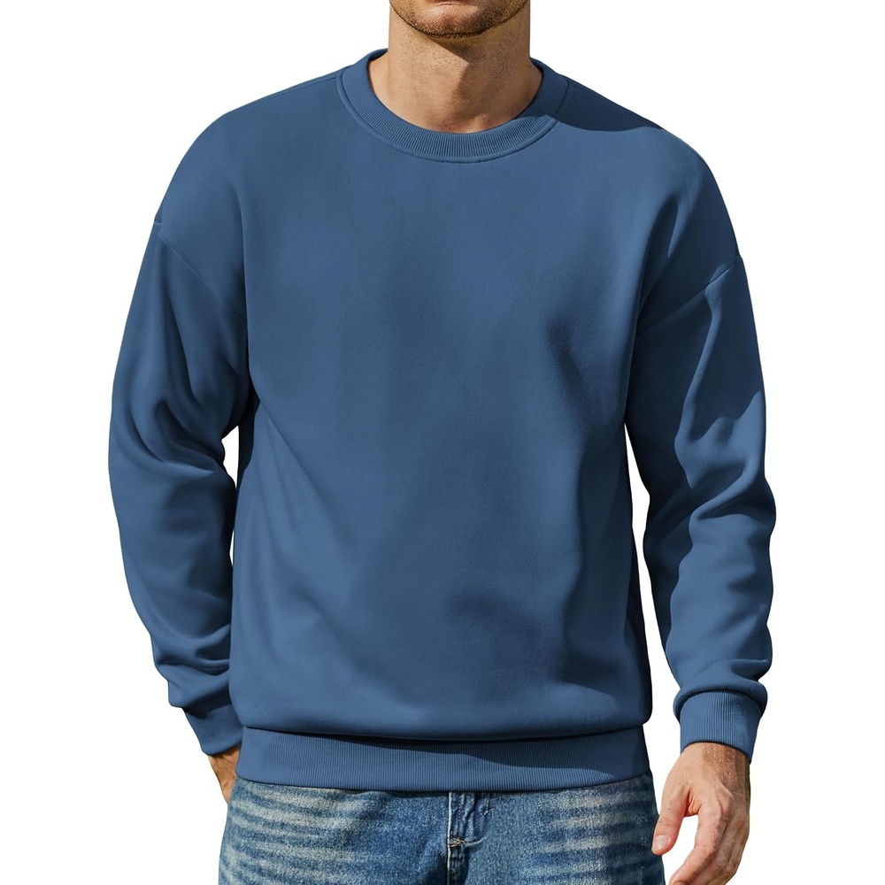 image:imageCOOFANDY Mens Crewneck Sweatshirts Fleece Pullover Thermal Casual Shirt Soft Fleece Lining Long Sleeve Classic Crewneck Fashion Sweatshirt Fall Winter Warm Sweatshirts Basic TopsNavy