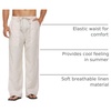 COOFANDY Men Linen Pants Casual Elastic Waist Drawstring Pants Summer Beach | Lightweight Breathable, Cotton Linen Trousers, Loose Fit with Pockets, Wide Leg, Vacation Yoga Lounge Wedding Dress(A- Linen Khaki)