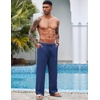 COOFANDY Men Linen Pants Casual Elastic Waist Drawstring Pants Summer Beach | Lightweight Breathable, Cotton Linen Trousers, Loose Fit with Pockets, Wide Leg, Vacation Yoga Lounge Wedding Dress(A- Royal Blue)