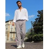 COOFANDY Men Linen Pants Casual Elastic Waist Drawstring Pants Summer Beach | Lightweight Breathable, Cotton Linen Trousers, Loose Fit with Pockets, Wide Leg, Vacation Yoga Lounge Wedding Dress(A- Grey)