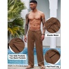 COOFANDY Men Linen Pants Casual Elastic Waist Drawstring Pants Summer Beach | Lightweight Breathable, Cotton Linen Trousers, Loose Fit with Pockets, Wide Leg, Vacation Yoga Lounge Wedding Dress(A- Brown)
