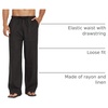 COOFANDY Men Linen Pants Casual Elastic Waist Drawstring Pants Summer Beach | Lightweight Breathable, Cotton Linen Trousers, Loose Fit with Pockets, Wide Leg, Vacation Yoga Lounge Wedding Dress(A- Black)