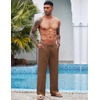 COOFANDY Men Linen Pants Casual Elastic Waist Drawstring Pants Summer Beach | Lightweight Breathable, Cotton Linen Trousers, Loose Fit with Pockets, Wide Leg, Vacation Yoga Lounge Wedding Dress(A- Brown)