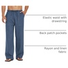 COOFANDY Men Linen Pants Casual Elastic Waist Drawstring Pants Summer Beach | Lightweight Breathable, Cotton Linen Trousers, Loose Fit with Pockets, Wide Leg, Vacation Yoga Lounge Wedding Dress(A- Denim Blue)