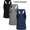 COOFANDY Men’s 3 Pack Tank Tops Gym Workout Y-Back Sleeveless Muscle Shirts | Bodybuilding Loose Y Back Tank Top, Quicky Dry Oversized String Sleeveless Shirts,for Fitness/Casual/Running/Weight Lifting(Black/Navy/Medium Gray)