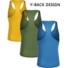 COOFANDY Men’s 3 Pack Tank Tops Gym Workout Y-Back Sleeveless Muscle Shirts | Bodybuilding Loose Y Back Tank Top, Quicky Dry Oversized String Sleeveless Shirts,for Fitness/Casual/Running/Weight Lifting(Blue/Yellow/Army Green)