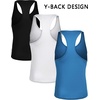COOFANDY Men’s 3 Pack Tank Tops Gym Workout Y-Back Sleeveless Muscle Shirts | Bodybuilding Loose Y Back Tank Top, Quicky Dry Oversized String Sleeveless Shirts,for Fitness/Casual/Running/Weight Lifting(Black/White/Blue)