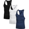 COOFANDY Men’s 3 Pack Tank Tops Gym Workout Y-Back Sleeveless Muscle Shirts | Bodybuilding Loose Y Back Tank Top, Quicky Dry Oversized String Sleeveless Shirts,for Fitness/Casual/Running/Weight Lifting(Black/White/Navy Blue)