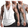COOFANDY Men’s 3 Pack Tank Tops Gym Workout Y-Back Sleeveless Muscle Shirts | Bodybuilding Loose Y Back Tank Top, Quicky Dry Oversized String Sleeveless Shirts,for Fitness/Casual/Running/Weight Lifting(01_black/White/Gray)