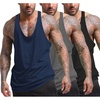 COOFANDY Men’s 3 Pack Tank Tops Gym Workout Y-Back Sleeveless Muscle Shirts | Bodybuilding Loose Y Back Tank Top, Quicky Dry Oversized String Sleeveless Shirts,for Fitness/Casual/Running/Weight Lifting(Black/Navy/Medium Gray)