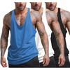 COOFANDY Men’s 3 Pack Tank Tops Gym Workout Y-Back Sleeveless Muscle Shirts | Bodybuilding Loose Y Back Tank Top, Quicky Dry Oversized String Sleeveless Shirts,for Fitness/Casual/Running/Weight Lifting(Black/White/Blue)