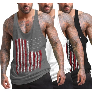 COOFANDY Men’s 3 Pack Tank Tops Gym Workout Y-Back Sleeveless Muscle Shirts | Bodybuilding Loose Y Back Tank Top, Quicky Dry Oversized String Sleeveless Shirts,for Fitness/Casual/Running/Weight Lifting(Flag-black/Flag-gray/White)