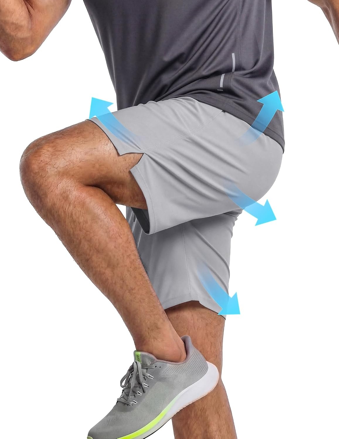 image:imageCOOFANDY Mens 7 Athletic Shorts Quick Dry Elastic Waist Gym Workout Shorts Moisture Wicking Breathable 4Way Stretch Fabric Active Running Training Basketball Fitness Casual Daily WearLight Gray