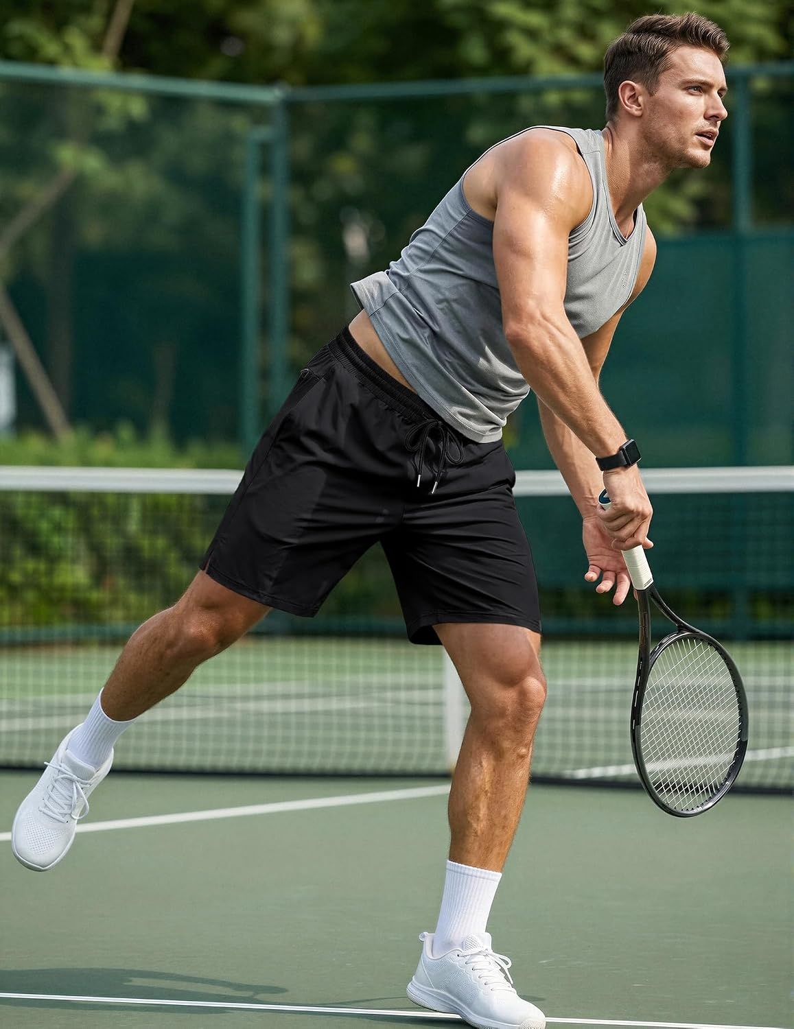 image:imageCOOFANDY Mens 7 Athletic Shorts Quick Dry Elastic Waist Gym Workout Shorts Moisture Wicking Breathable 4Way Stretch Fabric Active Running Training Basketball Fitness Casual Daily WearBlack