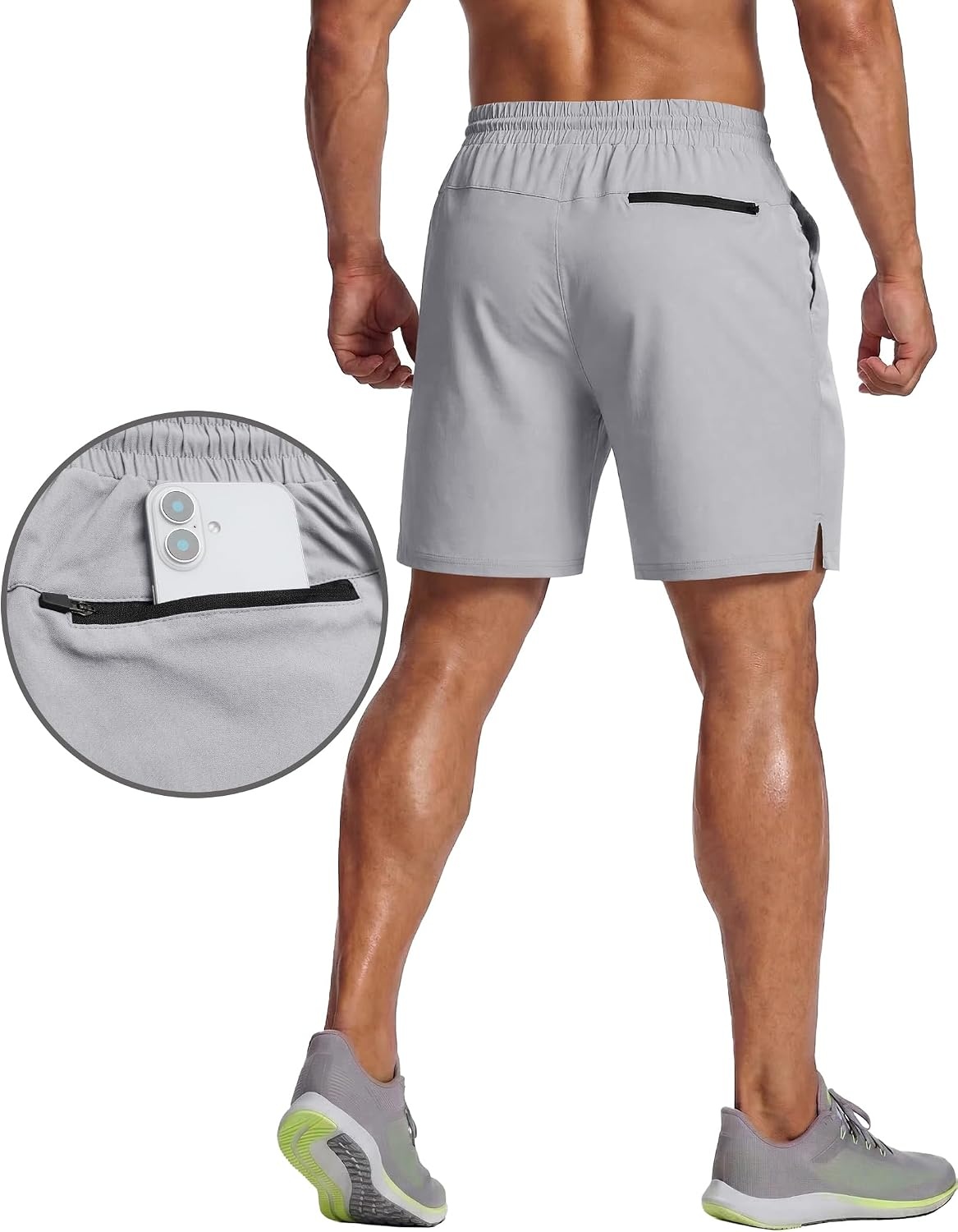 image:imageCOOFANDY Mens 7 Athletic Shorts Quick Dry Elastic Waist Gym Workout Shorts Moisture Wicking Breathable 4Way Stretch Fabric Active Running Training Basketball Fitness Casual Daily WearLight Gray