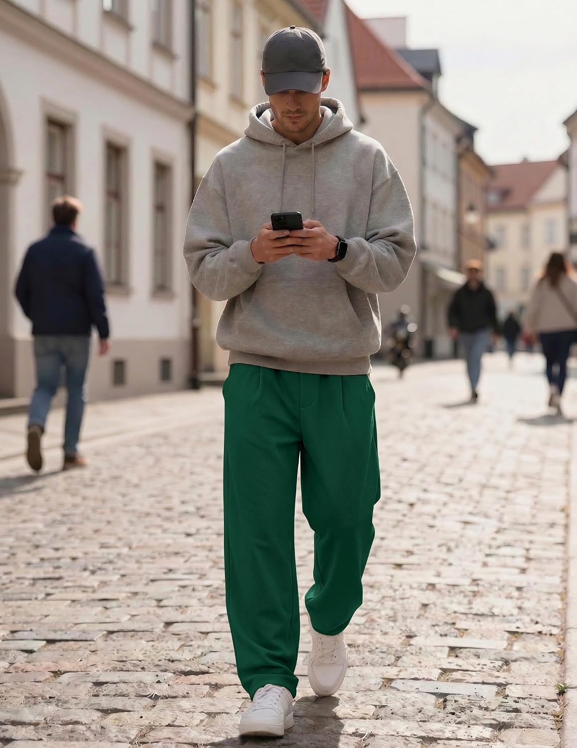 image:imageCOOFANDY Mens Casual Sweatpants Open Bottom Lounge Pants Lightweight Baggy Workout Yoga Track PantsEver Green