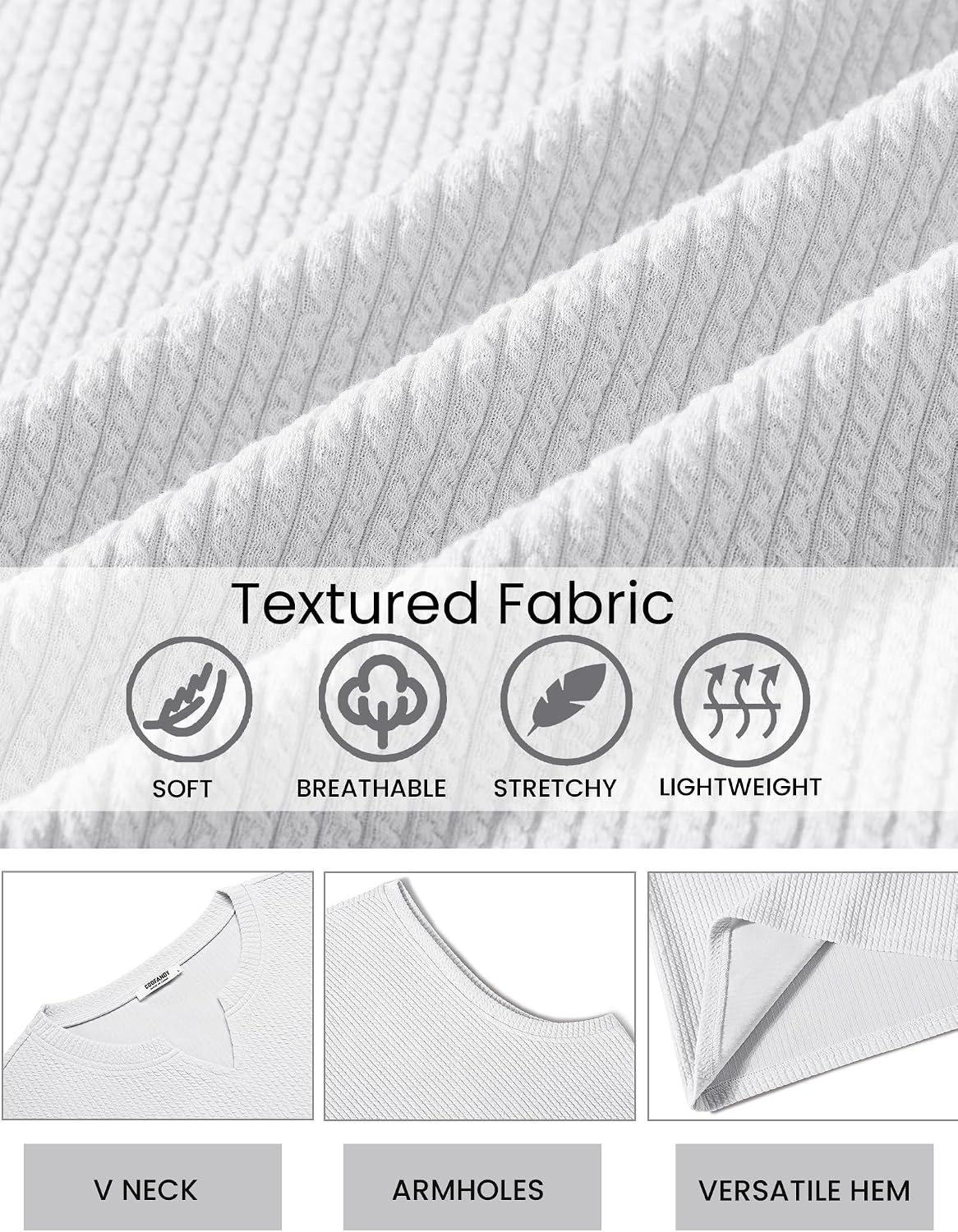 image:imageCOOFANDY Mens Casual Tank Top V Neck Knit Jacquard Summer Sleeveless Shirts Lightweight 3D Textured TankPerfect for Beach VacationBreathable and StretchableResort Wear or Retro Street StyleWhite