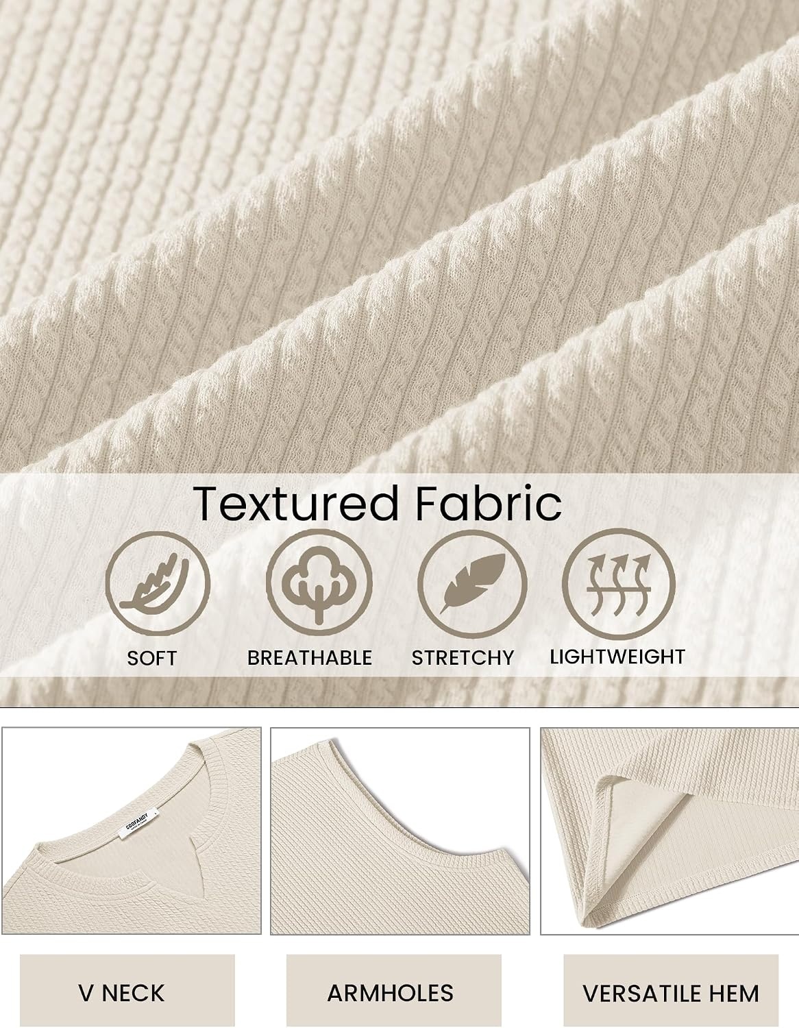 image:imageCOOFANDY Mens Casual Tank Top V Neck Knit Jacquard Summer Sleeveless Shirts Lightweight 3D Textured TankPerfect for Beach VacationBreathable and StretchableResort Wear or Retro Street StyleBeige