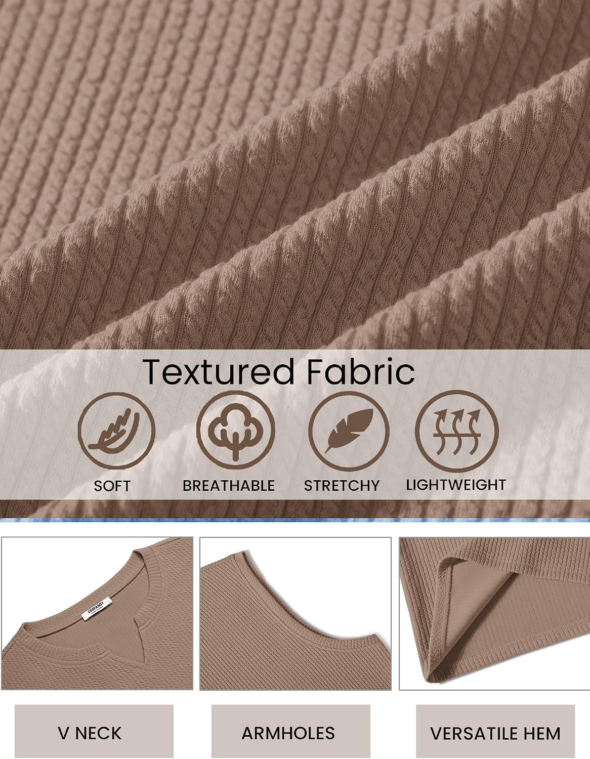image:imageCOOFANDY Mens Casual Tank Top V Neck Knit Jacquard Summer Sleeveless Shirts Lightweight 3D Textured TankPerfect for Beach VacationBreathable and StretchableResort Wear or Retro Street StyleKhaki