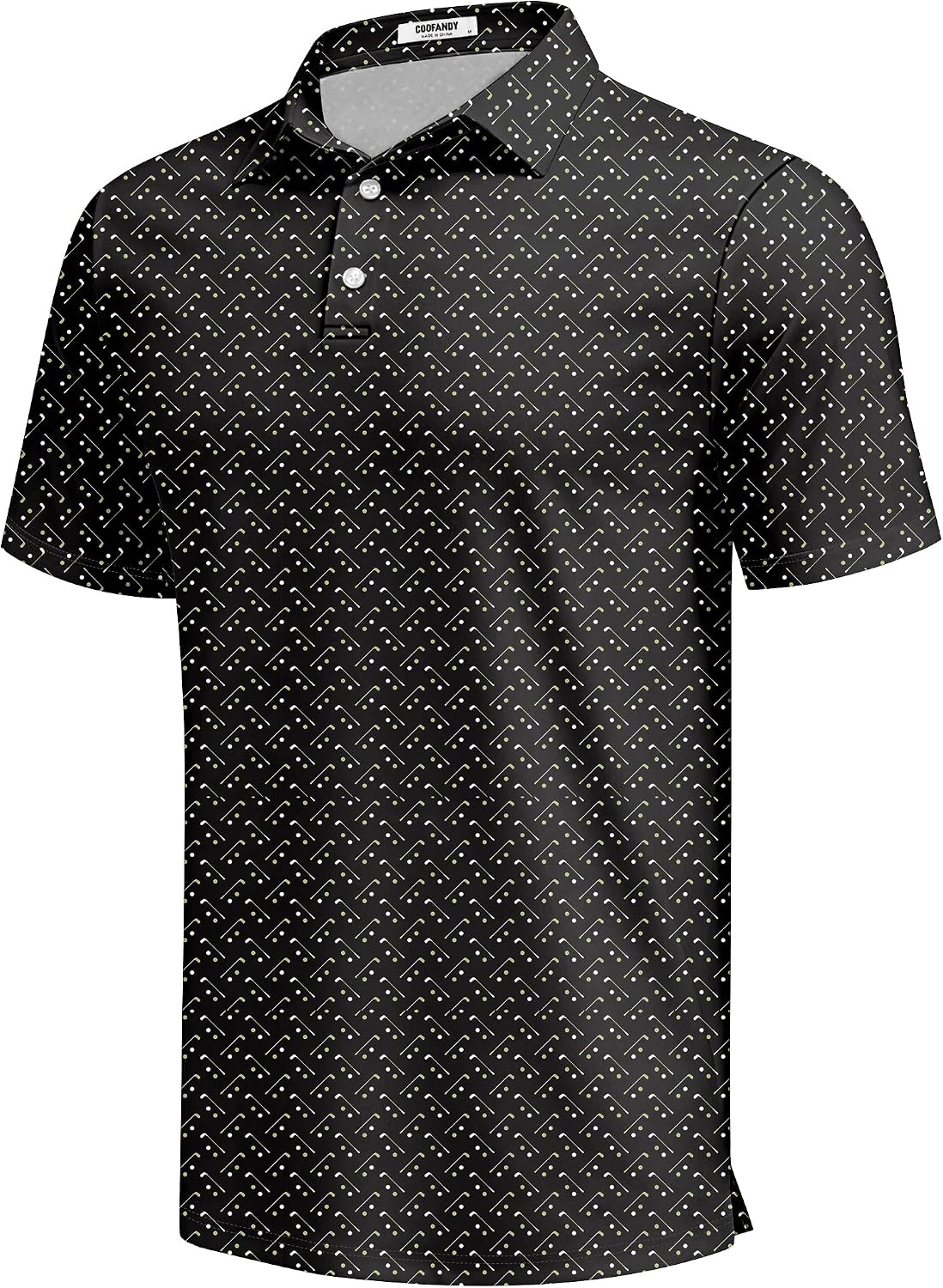 image:imageCOOFANDY Mens Golf Polo Shirts Short Sleeve Quick Dry Casual Collared Shirt Quickdry 4way stretch UPF30 moisturewicking fabric 3button polo collar side slits great for golf work amp giftsBlack Golf Clubs
