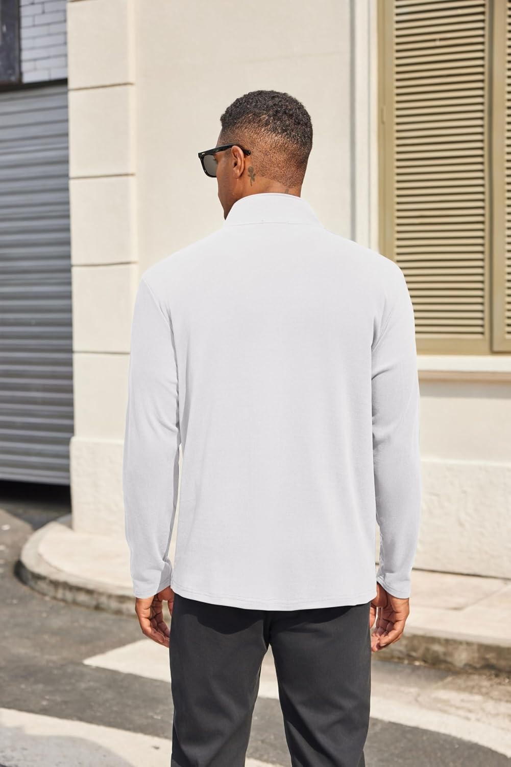 image:imageCOOFANDY Mens Quarter Zip Pullover Sweater Mock Neck Sweatshirt Casual Polo 14 zip pullover Lightweight Fleece Lined Comfortable Durability Fabric Classic Golf Hikking Polo Sweater Fall amp WinterWhite
