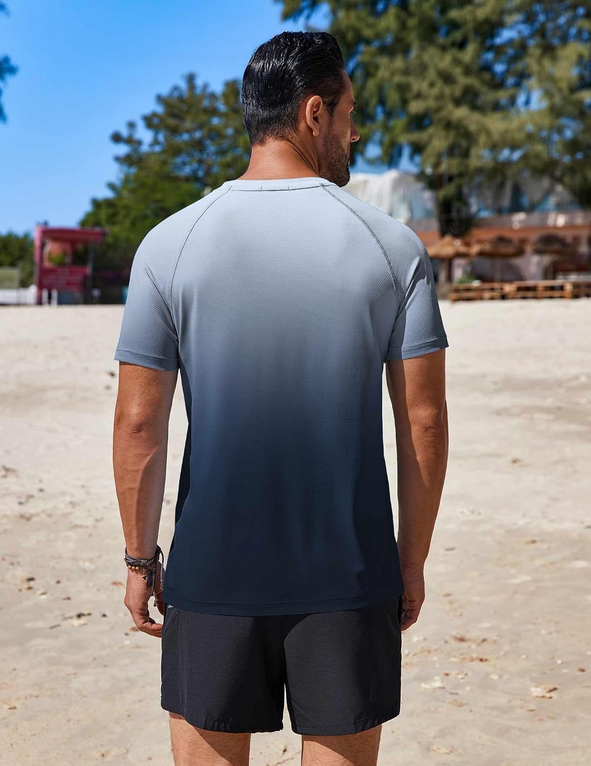 image:imageCOOFANDY Mens Swim Shirt UPF 50 Rash Guard Beach Tshirt Workout Quick Dry T Shirts for Running Surfing and HikingDark Blue Gradient