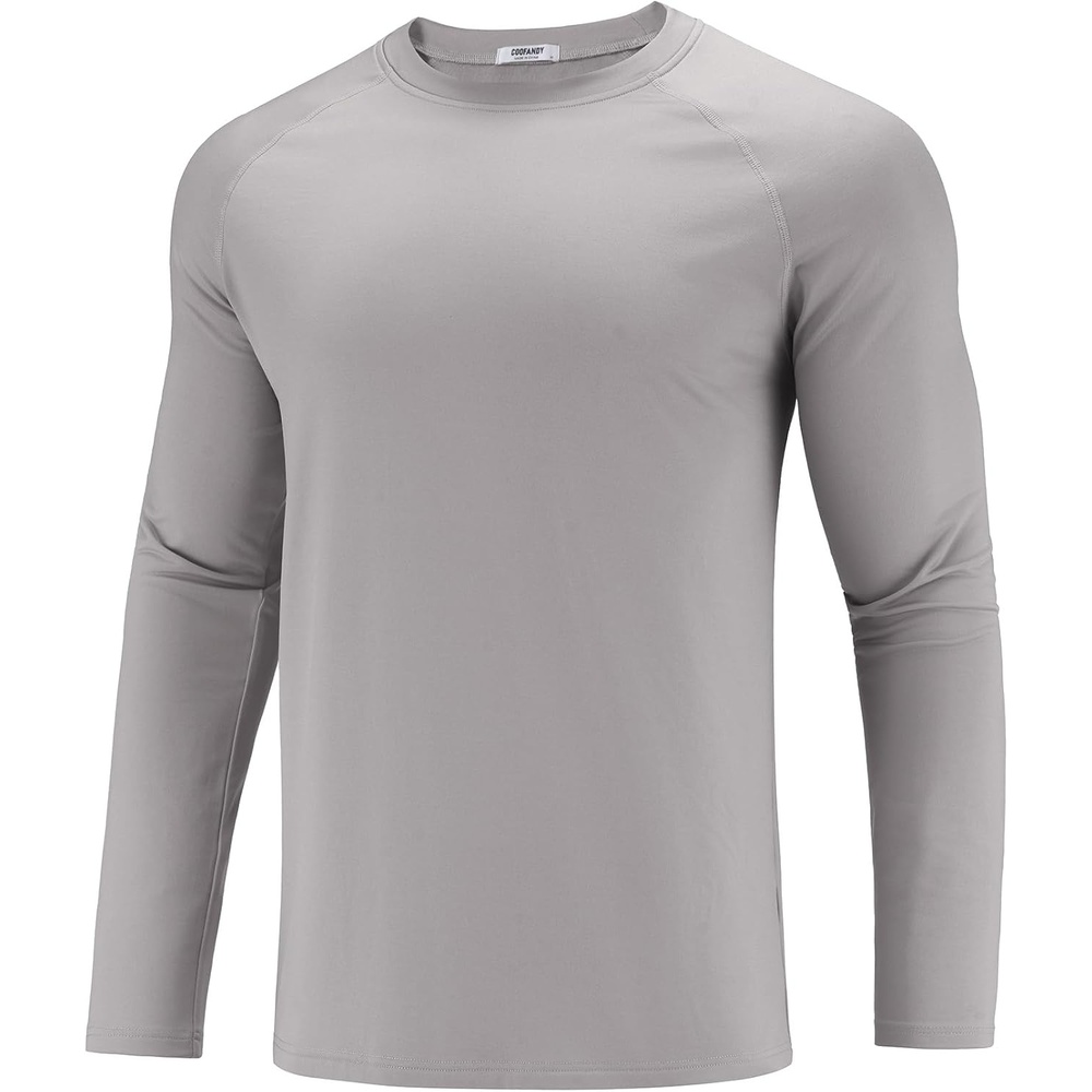image:imageCOOFANDY Mens Thermal Shirt Fleece Lined Long Sleeve Athletic Base Layer Lightweight Workout TopLight Grey