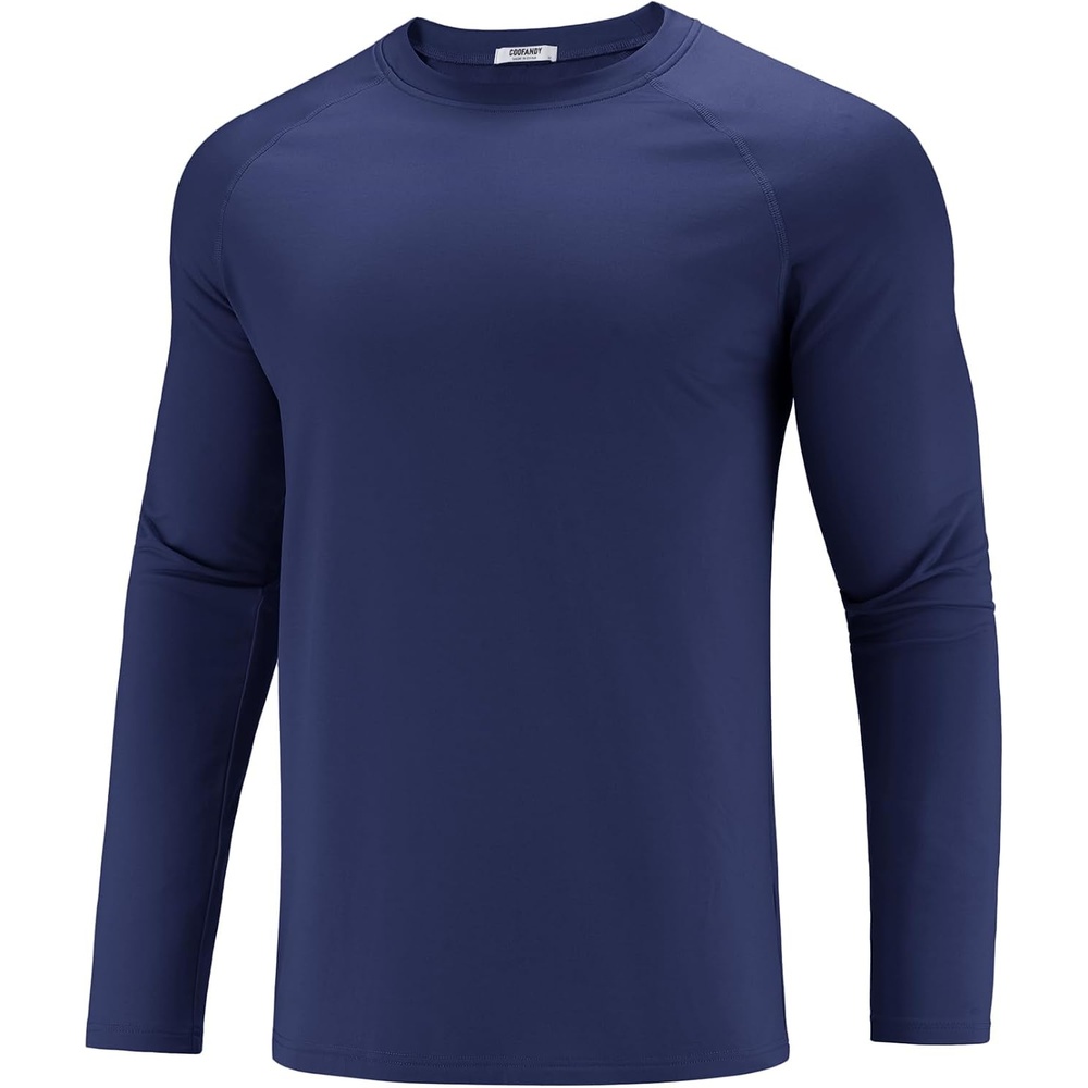 image:imageCOOFANDY Mens Thermal Shirt Fleece Lined Long Sleeve Athletic Base Layer Lightweight Workout TopNavy Blue