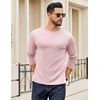 COOFANDY Crewneck Sweaters for Men Slim Fit Long Sleeve Pullover Tops | Stretch Ribbed Knit, Soft Touch Fabric, High Elasticity, Thermal Long Sleeve Tee Shirts(Pink)