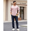 COOFANDY Crewneck Sweaters for Men Slim Fit Long Sleeve Pullover Tops | Stretch Ribbed Knit, Soft Touch Fabric, High Elasticity, Thermal Long Sleeve Tee Shirts(Pink)