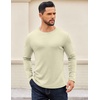 COOFANDY Crewneck Sweaters for Men Slim Fit Long Sleeve Pullover Tops | Stretch Ribbed Knit, Soft Touch Fabric, High Elasticity, Thermal Long Sleeve Tee Shirts(Beige)