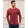 COOFANDY Crewneck Sweaters for Men Slim Fit Long Sleeve Pullover Tops | Stretch Ribbed Knit, Soft Touch Fabric, High Elasticity, Thermal Long Sleeve Tee Shirts(Red)