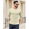 COOFANDY Crewneck Sweaters for Men Slim Fit Long Sleeve Pullover Tops | Stretch Ribbed Knit, Soft Touch Fabric, High Elasticity, Thermal Long Sleeve Tee Shirts(Beige)