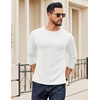 COOFANDY Crewneck Sweaters for Men Slim Fit Long Sleeve Pullover Tops | Stretch Ribbed Knit, Soft Touch Fabric, High Elasticity, Thermal Long Sleeve Tee Shirts(All White)