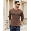 COOFANDY Crewneck Sweaters for Men Slim Fit Long Sleeve Pullover Tops | Stretch Ribbed Knit, Soft Touch Fabric, High Elasticity, Thermal Long Sleeve Tee Shirts(Brown)