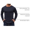 COOFANDY Crewneck Sweaters for Men Slim Fit Long Sleeve Pullover Tops | Stretch Ribbed Knit, Soft Touch Fabric, High Elasticity, Thermal Long Sleeve Tee Shirts(Navy Blue)