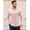 COOFANDY Crewneck Sweaters for Men Slim Fit Long Sleeve Pullover Tops | Stretch Ribbed Knit, Soft Touch Fabric, High Elasticity, Thermal Long Sleeve Tee Shirts(Pink)