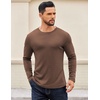 COOFANDY Crewneck Sweaters for Men Slim Fit Long Sleeve Pullover Tops | Stretch Ribbed Knit, Soft Touch Fabric, High Elasticity, Thermal Long Sleeve Tee Shirts(Brown)