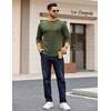 COOFANDY Crewneck Sweaters for Men Slim Fit Long Sleeve Pullover Tops | Stretch Ribbed Knit, Soft Touch Fabric, High Elasticity, Thermal Long Sleeve Tee Shirts(Army Green)