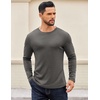 COOFANDY Crewneck Sweaters for Men Slim Fit Long Sleeve Pullover Tops | Stretch Ribbed Knit, Soft Touch Fabric, High Elasticity, Thermal Long Sleeve Tee Shirts(Dark Grey)