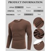 COOFANDY Crewneck Sweaters for Men Slim Fit Long Sleeve Pullover Tops | Stretch Ribbed Knit, Soft Touch Fabric, High Elasticity, Thermal Long Sleeve Tee Shirts(Brown)