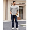 COOFANDY Crewneck Sweaters for Men Slim Fit Long Sleeve Pullover Tops | Stretch Ribbed Knit, Soft Touch Fabric, High Elasticity, Thermal Long Sleeve Tee Shirts(Light Grey)