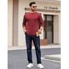 COOFANDY Crewneck Sweaters for Men Slim Fit Long Sleeve Pullover Tops | Stretch Ribbed Knit, Soft Touch Fabric, High Elasticity, Thermal Long Sleeve Tee Shirts(Red)
