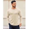 COOFANDY Crewneck Sweaters for Men Slim Fit Long Sleeve Pullover Tops | Stretch Ribbed Knit, Soft Touch Fabric, High Elasticity, Thermal Long Sleeve Tee Shirts(Light Khaki)