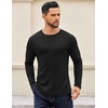 COOFANDY Crewneck Sweaters for Men Slim Fit Long Sleeve Pullover Tops | Stretch Ribbed Knit, Soft Touch Fabric, High Elasticity, Thermal Long Sleeve Tee Shirts(All Black)